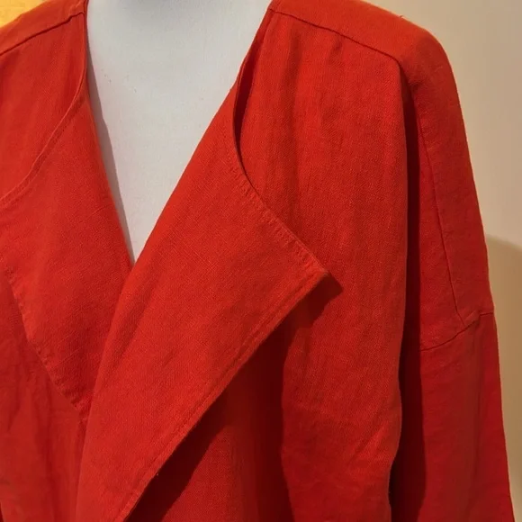 EILEEN FISHER Coral Organic Linen Jacket LARGE Oversize Top Capsule Large L - Picture 4 of 16